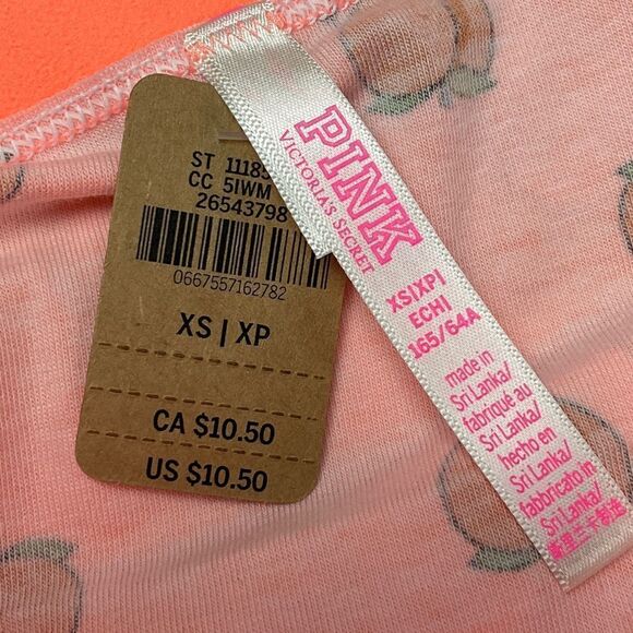 Pink Victoria’s Secret Peach Print Logo Boyshort Panty XS NWT - Picture 3 of 3